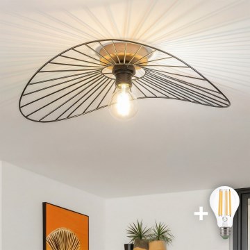 Brilagi - Lámpara de techo LED de superficie CERIA WIRE 1xE27/40W/230V 40x56 cm negro/roble