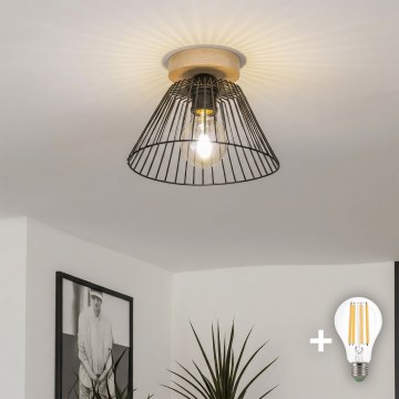 Brilagi - Lámpara de techo LED de superficie CERIA WIRE 1xE27/40W/230V Ø 21 cm acabado negro/roble
