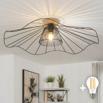 Brilagi - Lámpara de techo LED de superficie CERIA WIRE, 1xE27/40W/230V, Ø 80 cm, negro/roble
