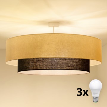 Brilagi - Lámpara de techo LED de superficie estilo BOHO 3xE27/15W/230V, Ø 80 cm, crema/marrón