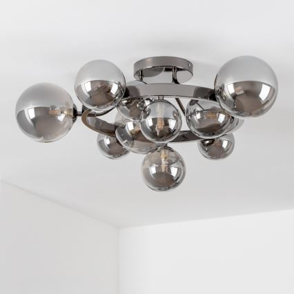 Brilagi - Lámpara de techo LED de superficie MILLA 10xG9/3W/230V negro cromado/ahumado