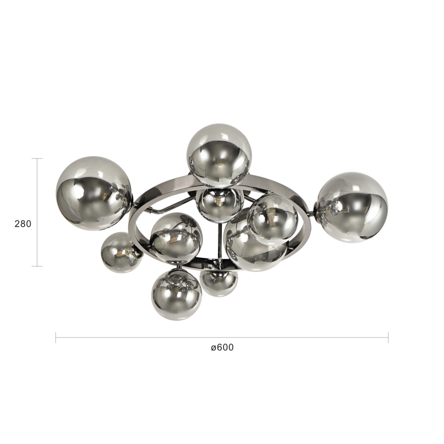 Brilagi - Lámpara de techo LED de superficie MILLA 10xG9/3W/230V negro cromado/ahumado