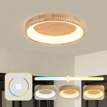 Brilagi - Lámpara de techo LED FALCON WOOD MODERN LED/40W/230V 3000/4000/6000K, diámetro 60 cm, madera