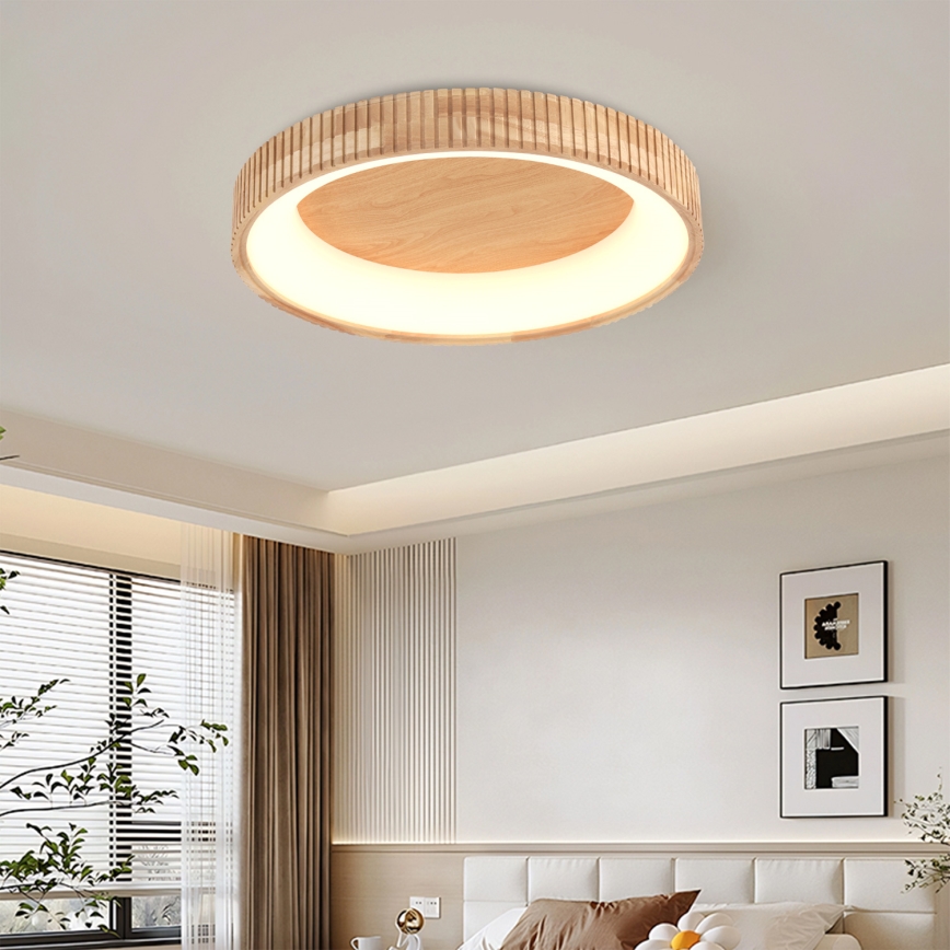 BRILAGI - Lámpara de techo LED FALCON WOOD MODERN LED/40W/230V 3000/4000/6000K, diámetro 60 cm, madera
