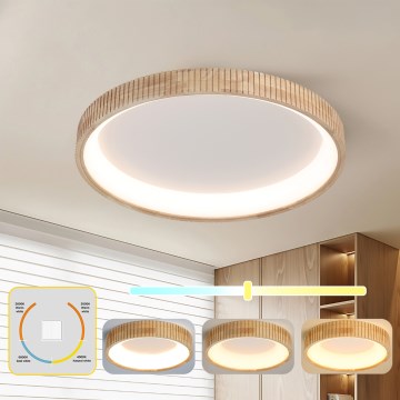 Brilagi - Lámpara de techo LED FALCON WOOD MODERN LED/60W/230V 3000/4000/6000K Ø 80 cm acabado en madera