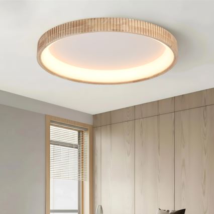 Brilagi - Lámpara de techo LED FALCON WOOD MODERN LED/60W/230V 3000/4000/6000K Ø 80 cm acabado en madera