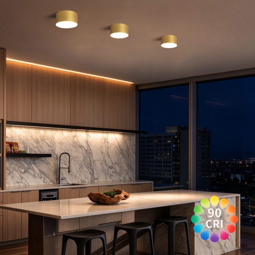 BRILAGI - Luminaria LED de techo para baño FORIS LED/14W/230V diámetro 12 cm dorada IP44