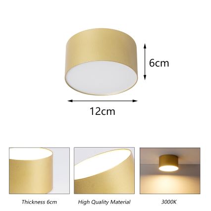 BRILAGI - Luminaria LED de techo para baño FORIS LED/14W/230V diámetro 12 cm dorada IP44