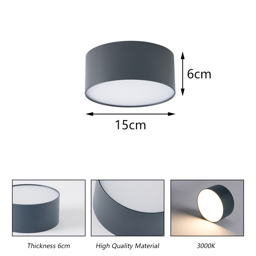 Brilagi - Lámpara de techo LED para baño FORIS LED/20W/230V Ø 15 cm antracita IP44