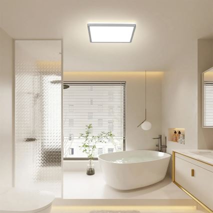BRILAGI - Plafón LED para baño ULTRA SLIM LED/24W/230V 42x42 cm plateado IP54