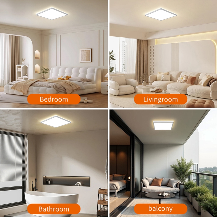 BRILAGI - Plafón LED para baño ULTRA SLIM LED/24W/230V 42x42 cm plateado IP54