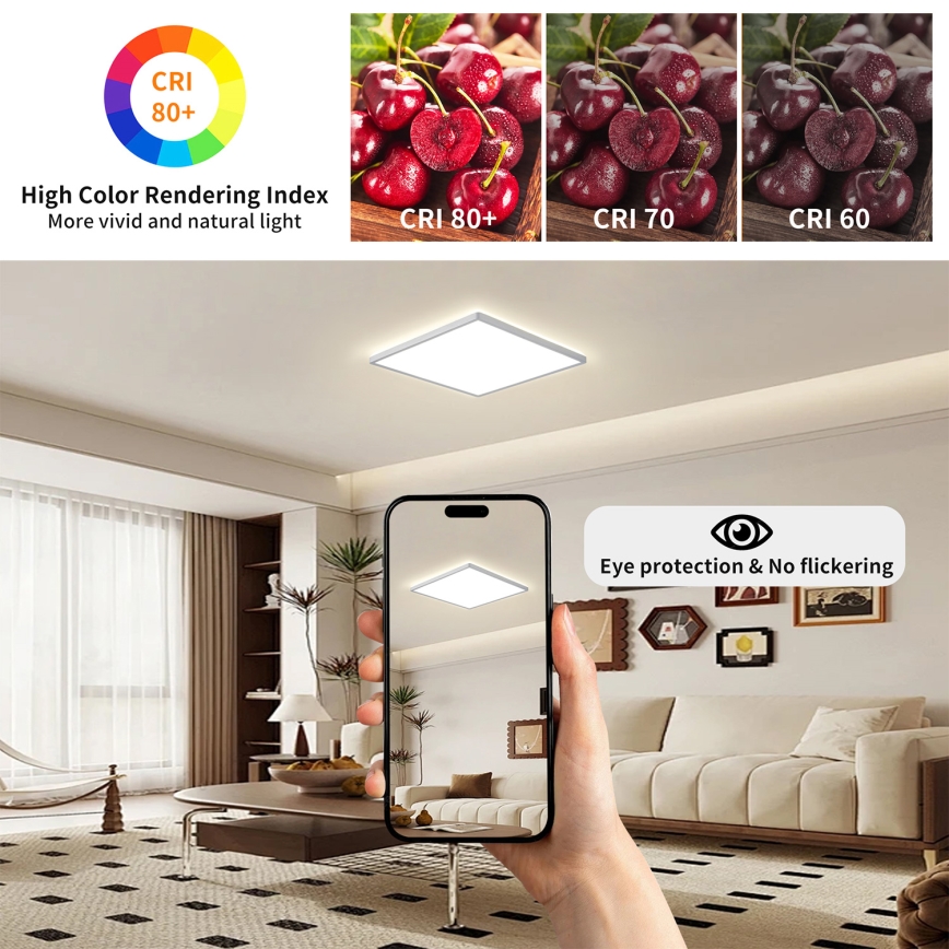 BRILAGI - Plafón LED para baño ULTRA SLIM LED/24W/230V 42x42 cm plateado IP54
