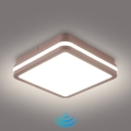 BRILAGI - Lámpara de techo LED para exterior con sensor BENE LED/18W/230V 21,5x21,5 cm marrón IP54