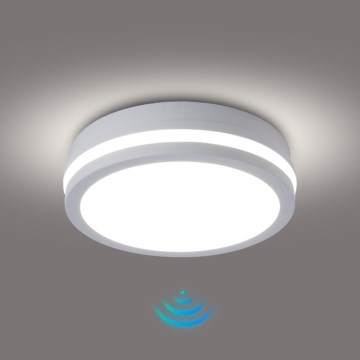 Brilagi - Lámpara de techo LED para exterior con sensor BENE LED/18W/230V Ø 21,5 cm blanca IP54