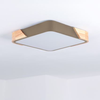 BRILAGI - Lámpara de techo LED PILANA SQUARE LED/24W/230V roble/beige 32x32 cm