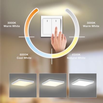 Brilagi - Plafón LED de techo POOL SQUARE LED/48W/230V 3000/4000/6000K 50x50 cm blanco