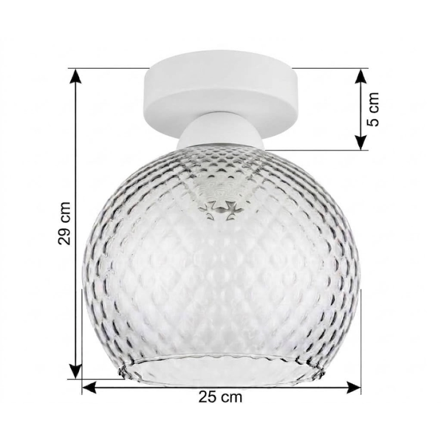 BRILAGI - Lámpara de techo LED RETRO GLASS 1xE27/60W/230V Ø 25 cm blanco/gris ahumado
