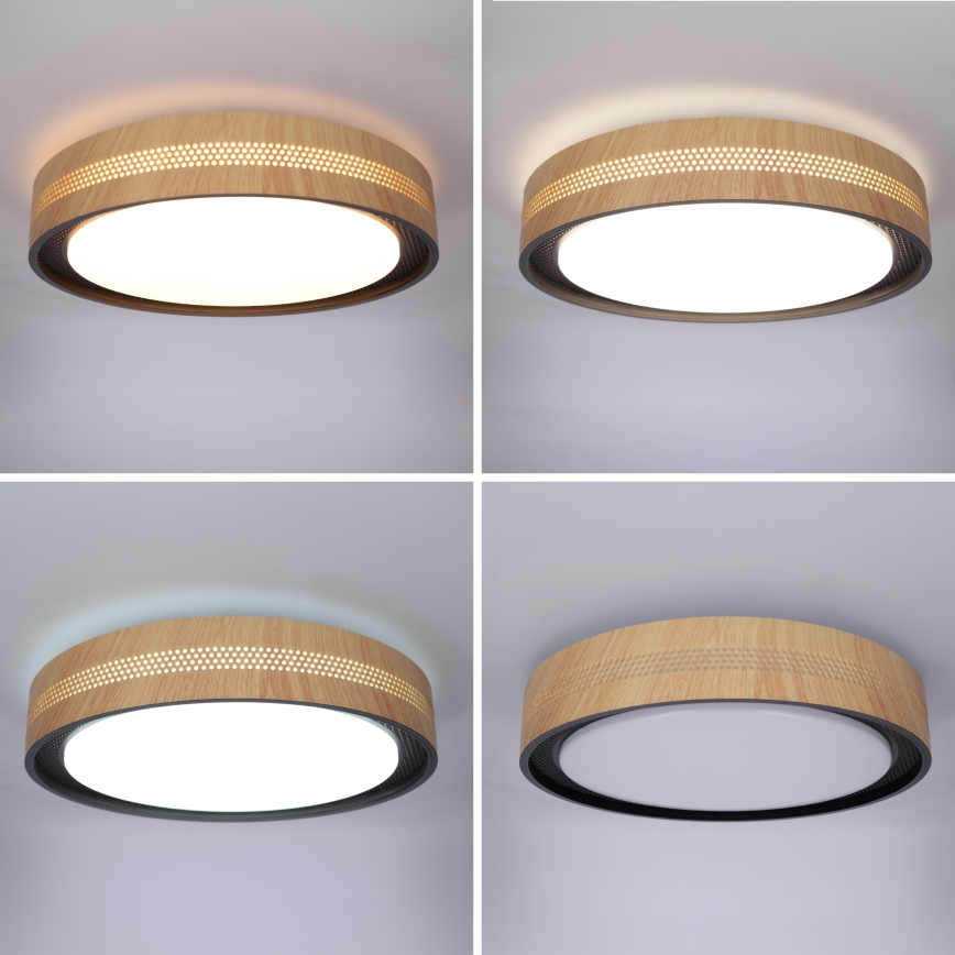 Brilagi - Lámpara de techo LED regulable COCI LED/48W/230V 3000-6500K Ø 39 cm acabado efecto madera/negro + mando a distancia