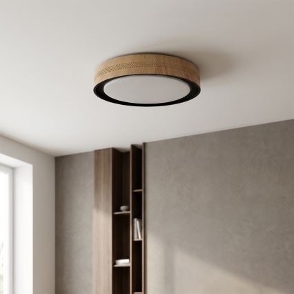Brilagi - Lámpara de techo LED regulable COCI LED/48W/230V 3000-6500K Ø 39 cm acabado efecto madera/negro + mando a distancia