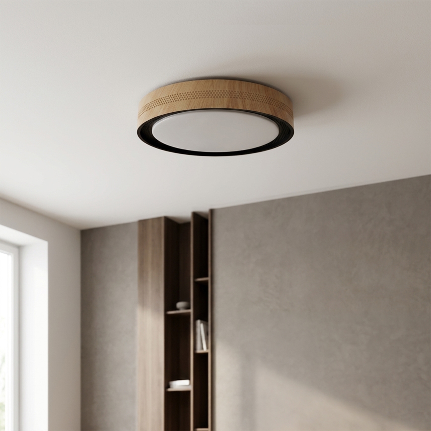 Brilagi - Lámpara de techo LED regulable COCI LED/48W/230V 3000-6500K Ø 39 cm acabado efecto madera/negro + mando a distancia