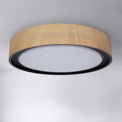 Brilagi - Lámpara de techo LED regulable COCI LED/48W/230V 3000-6500K Ø 39 cm acabado efecto madera/negro + mando a distancia