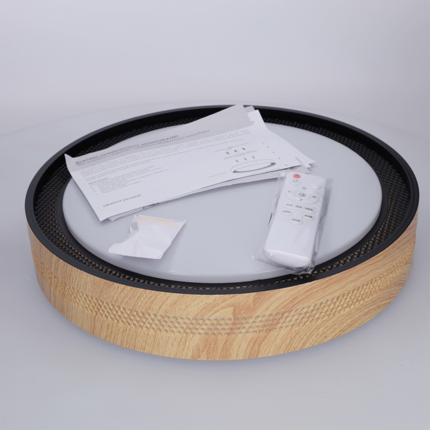 Brilagi - Lámpara de techo LED regulable COCI LED/48W/230V 3000-6500K Ø 39 cm acabado efecto madera/negro + mando a distancia