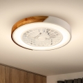 Brilagi - Lámpara de techo LED regulable con ventilador LED/30W/230V 3000-6500K Ø 50 cm blanco/roble + mando a distancia