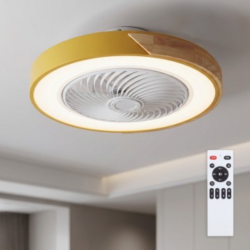 Brilagi - Lámpara de techo LED regulable con ventilador LED/38W/230V 3000-6500K 3000-6500K Ø 50 cm dorada/roble + mando a distancia