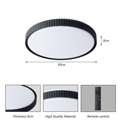 Brilagi - Plafón LED regulable CORVO LED/72W/230V 3000–6000K negro diámetro 50 cm + mando a distancia