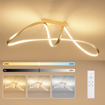 Brilagi - Lámpara de techo LED regulable de superficie TWISTER LED/60W/230V 3000-6000K dorada + mando a distancia