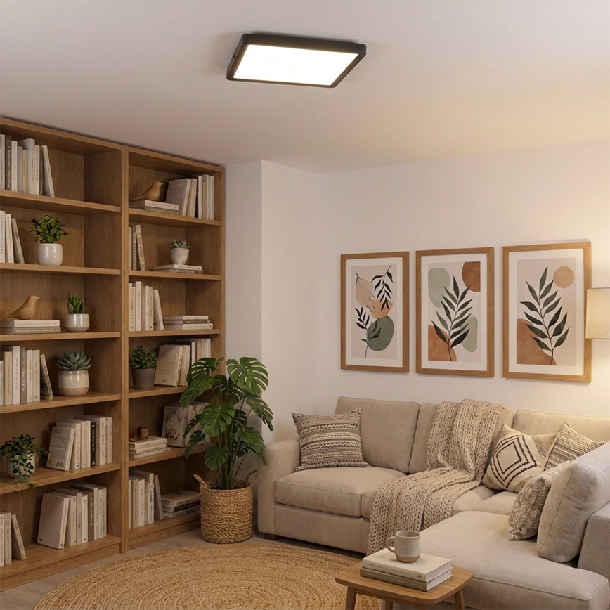 Brilagi - Luminaria de techo LED regulable ESTELA SQUARE LED/36W/230V 3000-6500K 31x31 cm negra + mando a distancia