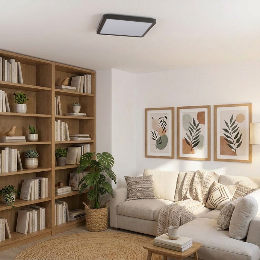 Brilagi - Luminaria de techo LED regulable ESTELA SQUARE LED/36W/230V 3000-6500K 31x31 cm negra + mando a distancia