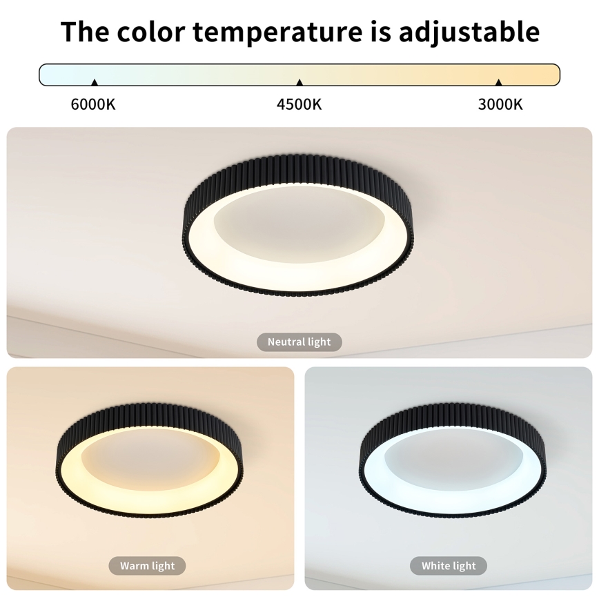 Brilagi - Luminaria de techo LED regulable FALCON MODERN LED/30W/230V 3000-6500K diámetro 40 cm negra + mando a distancia