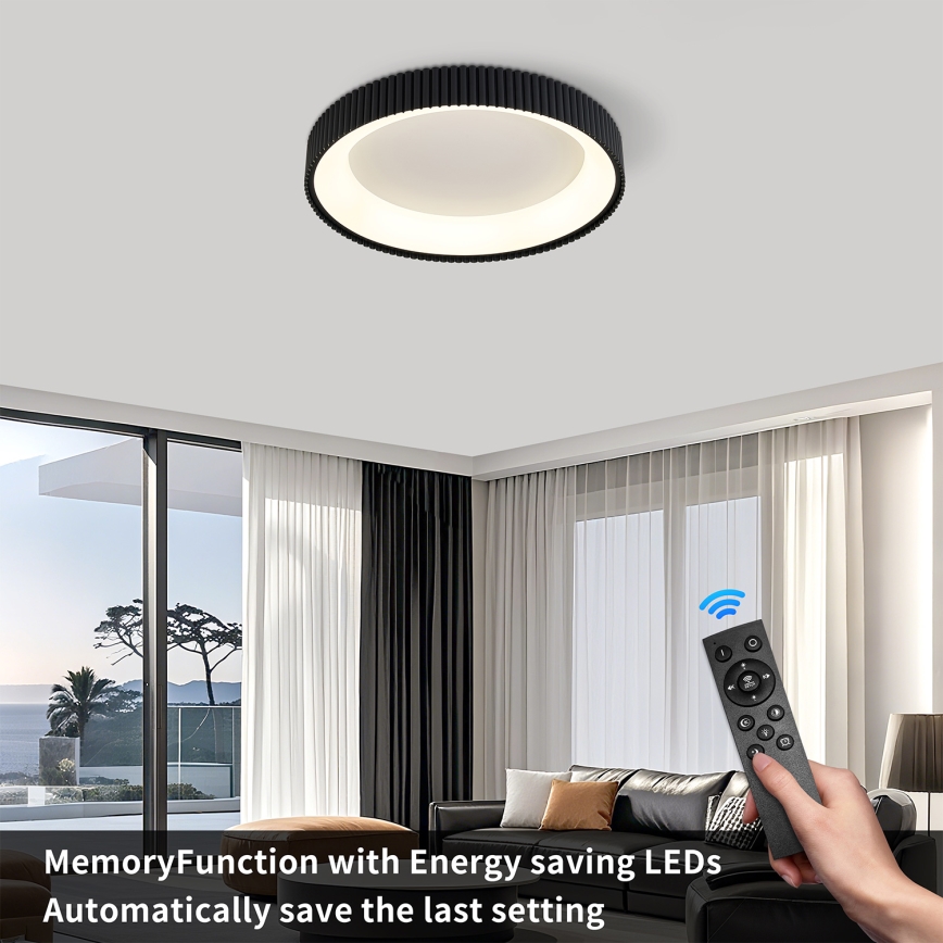 Brilagi - Luminaria de techo LED regulable FALCON MODERN LED/30W/230V 3000-6500K diámetro 40 cm negra + mando a distancia