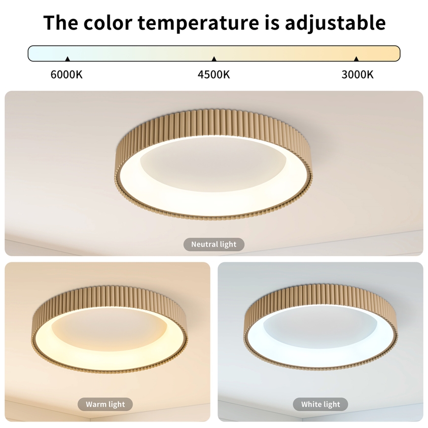 Brilagi - Plafón LED regulable FALCON MODERN LED/54W/230V 3000-6500K 60 cm beige + mando a distancia