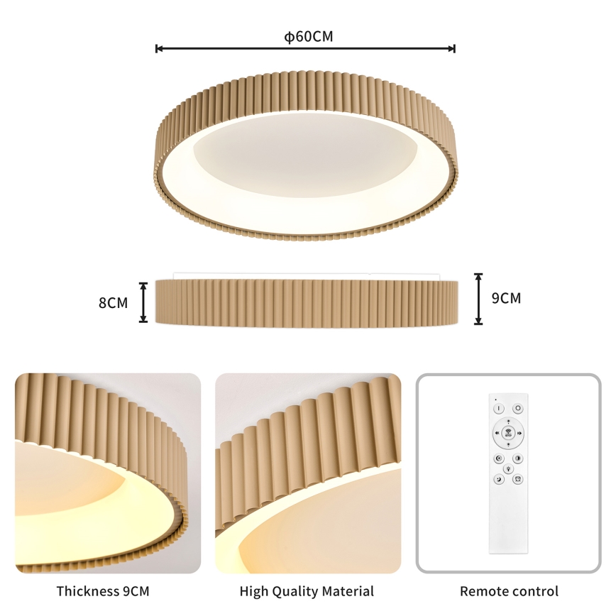 Brilagi - Plafón LED regulable FALCON MODERN LED/54W/230V 3000-6500K 60 cm beige + mando a distancia