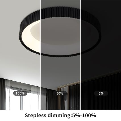 Brilagi - Plafón LED regulable FALCON MODERN, 54 W, 230 V, 3000–6500 K, Ø 60 cm, negro, con control remoto
