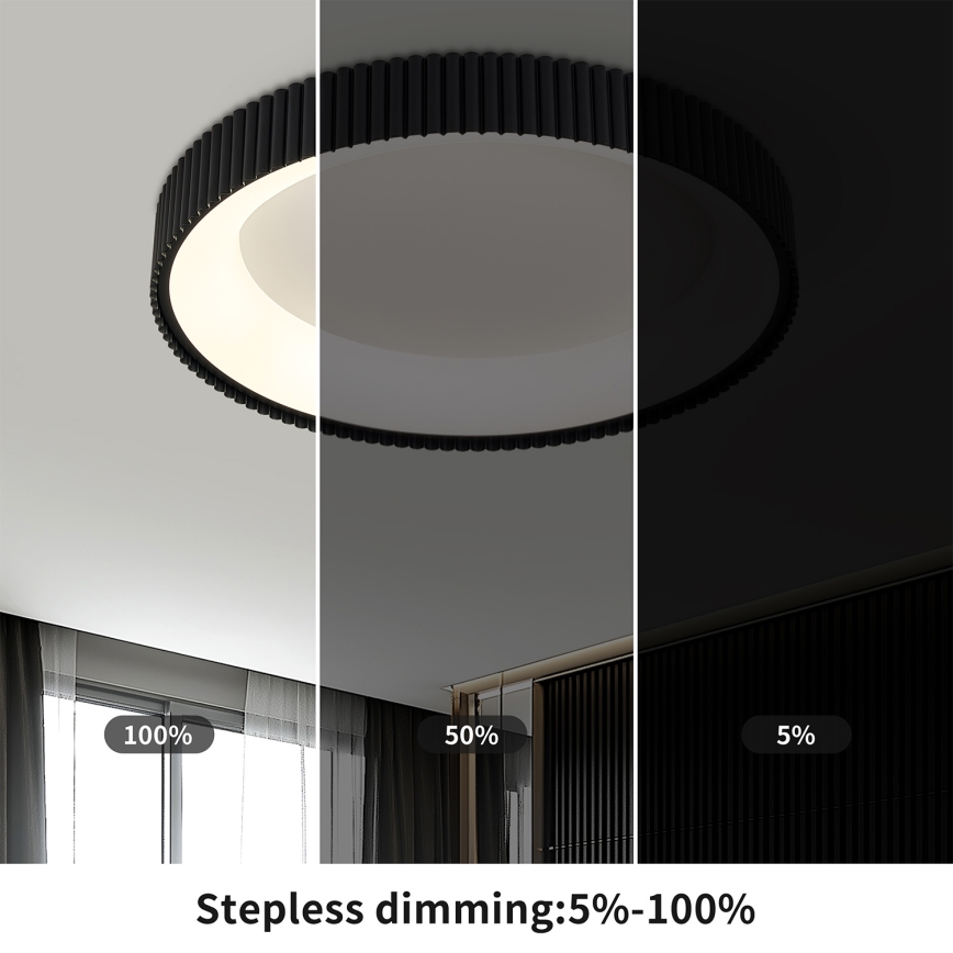 Brilagi - Plafón LED regulable FALCON MODERN, 54 W, 230 V, 3000–6500 K, Ø 60 cm, negro, con control remoto