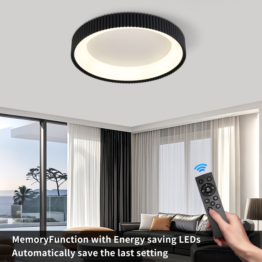 Brilagi - Plafón LED regulable FALCON MODERN, 54 W, 230 V, 3000–6500 K, Ø 60 cm, negro, con control remoto