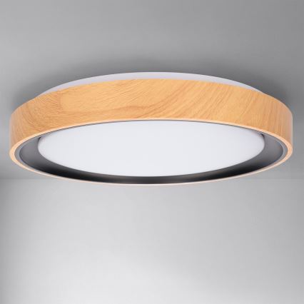 Brilagi - Plafón LED regulable FLOCO LED/48W/230V 3000-6500K Ø 40 cm acabado madera/negro + mando a distancia