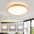 Brilagi - Lámpara de techo LED regulable GLASS POOL DOUBLE LED/48W/230V 3000-6000K 40 cm con acabado en madera + mando a distancia