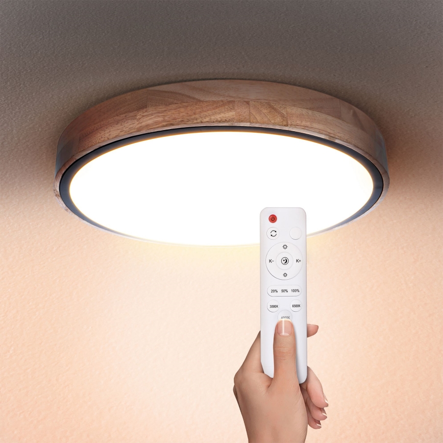 Brilagi - Lámpara de techo LED regulable GLORIA LED/48W/230V 3000-6500K roble, diámetro 40 cm + mando a distancia