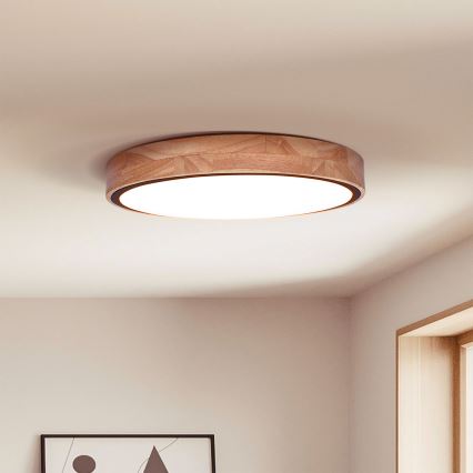 Brilagi - Lámpara de techo LED regulable GLORIA LED/48W/230V 3000-6500K roble, diámetro 40 cm + mando a distancia