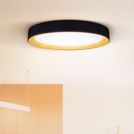 Brilagi - Luminaria de techo LED regulable LARIOS LED/72W/230V 3000-6500K negra Ø 59 cm + mando a distancia