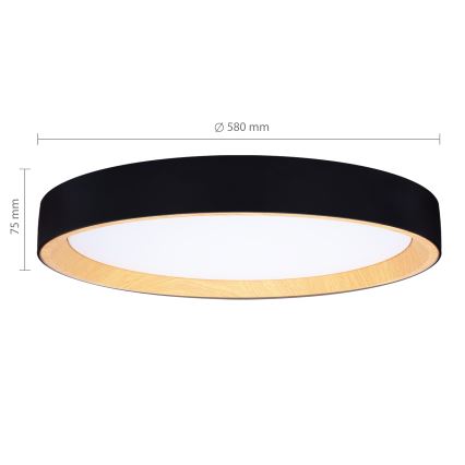 Brilagi - Luminaria de techo LED regulable LARIOS LED/72W/230V 3000-6500K negra Ø 59 cm + mando a distancia
