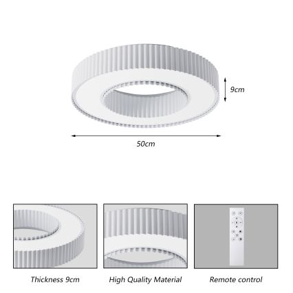 Brilagi - Luminaria de techo LED regulable LUMIX LED/48W/230V 3000-6000K blanca Ø 50 cm + mando a distancia