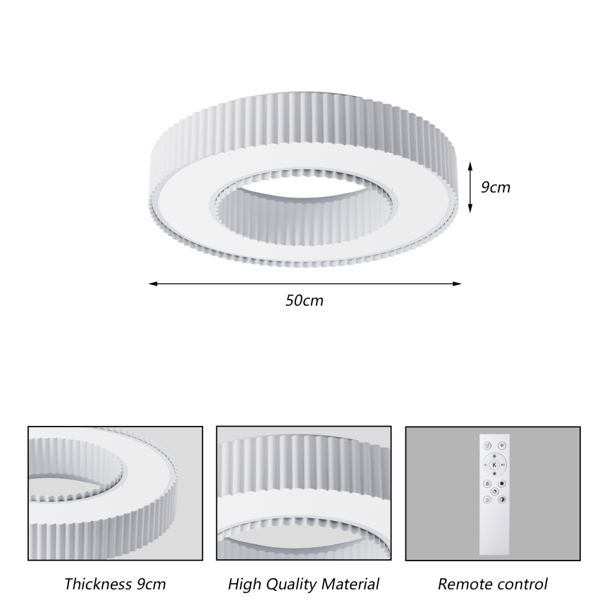 Brilagi - Luminaria de techo LED regulable LUMIX LED/48W/230V 3000-6000K blanca Ø 50 cm + mando a distancia