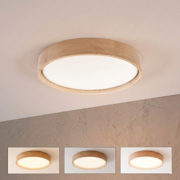 Brilagi - Lámpara de techo LED regulable MANAROLA SMART LED/24W/230V 3000-6000K Wi-Fi Tuya Beacon Ø 41 cm roble + mando a distancia