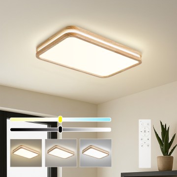 BRILAGI - Lámpara de techo LED regulable MOLINA SQUARE LED/54W/230V 3000-6000K roble 60x40 cm + control remoto