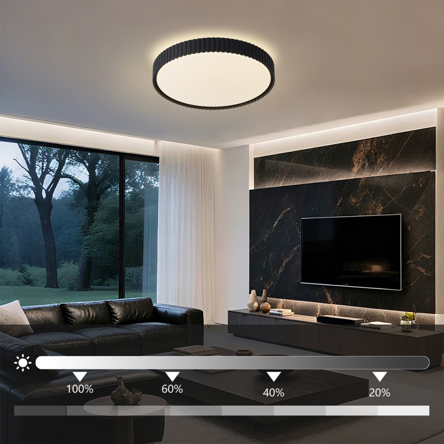 Brilagi - Lámpara de techo LED regulable ORINO LED/54W/230V 3000-6000K negro, diámetro 43 cm + mando a distancia